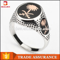 Alibaba fashion jewelry manufacturer selling well Sadui Arabia national flag pattern 925 sterling gold men rings without stones